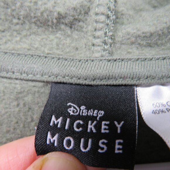 Disney Hoodie Mens Size Extra Large Mickey Mouse Logo Green Graphic Sweater - Picture 5 of 10